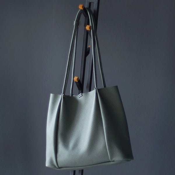 Stylish Ladies Green Leather Tote Bag Soft Leather Handbags