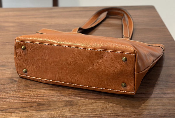 Classic Large Leather Tote Bag for Women Top Grain Cowhide Shoulder Purse Details