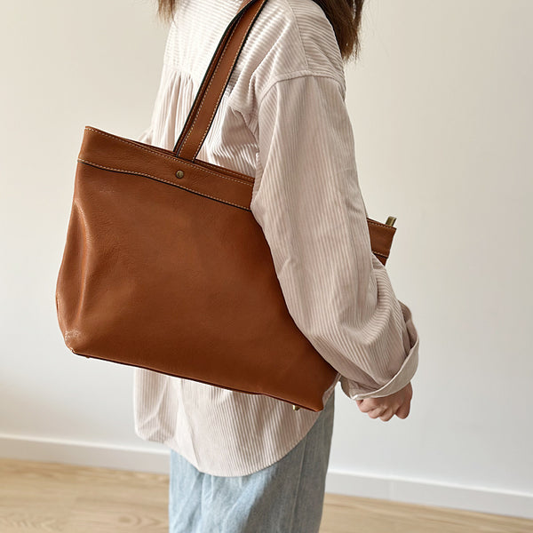 Classic Large Leather Tote Bag for Women Top Grain Cowhide Shoulder Purse Gift