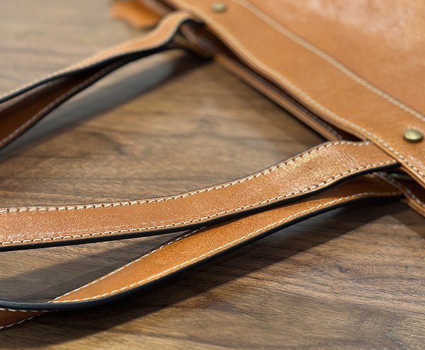 Classic Large Leather Tote Bag for Women Top Grain Cowhide Shoulder Purse Sleek