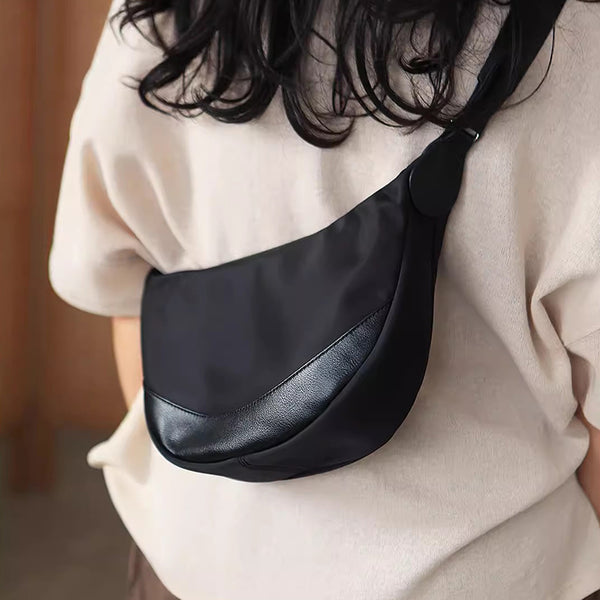 Classic Womens Small Nylon Crossbody Bag Decorate With Leather Over The Shoulder Bags Accessories