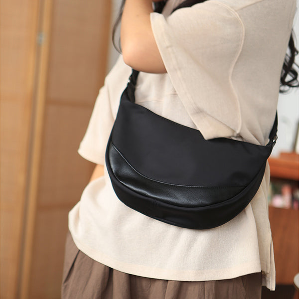 Classic Womens Small Nylon Crossbody Bag Decorate With Leather Over The Shoulder Bags Affordable