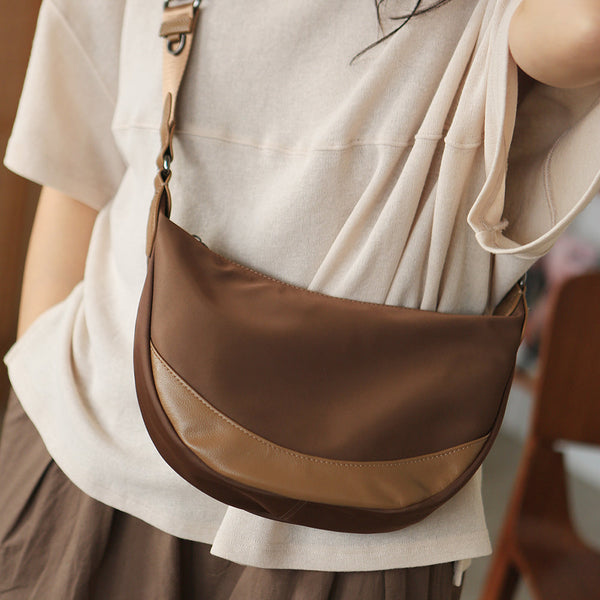 Classic Womens Small Nylon Crossbody Bag Decorate With Leather Over The Shoulder Bags Durable