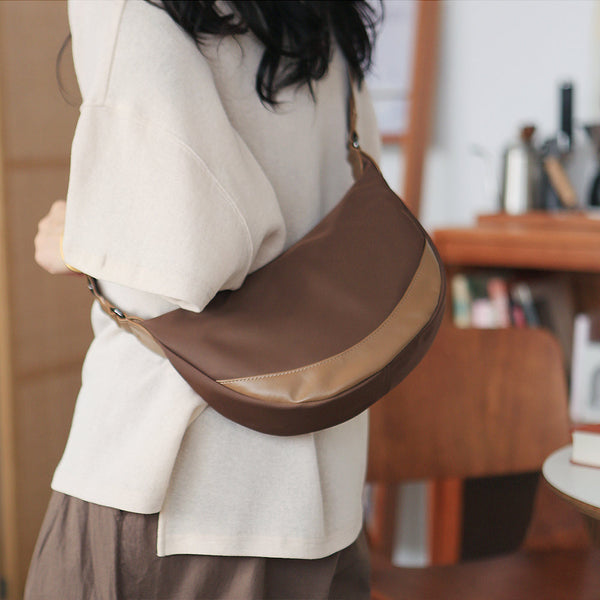 Classic Womens Small Nylon Crossbody Bag Decorate With Leather Over The Shoulder Bags Elegant