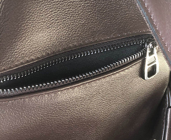 Coffee Brown Mini Leather Backpack Soft Genuine Cowhide Daypack for Women Details