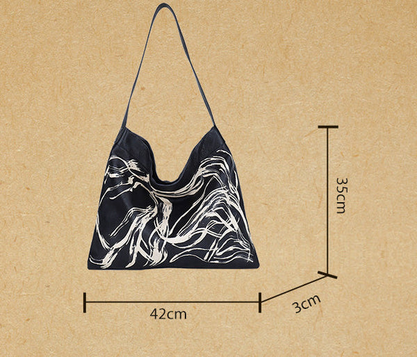 Cool-Womens-Boho-Tote-Bags-Black-Leather-Shoulder-Bag-Size