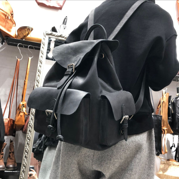 Cool Womens Small Leather Rucksack Small Leather Black Backpack Bag For Ladies