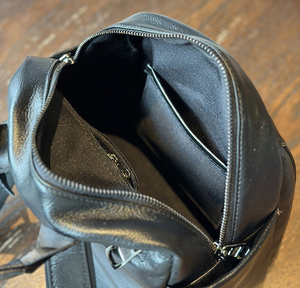 Cute Women's Black Leather Backpack Purse Mini Leather Rucksack Bag Capacity