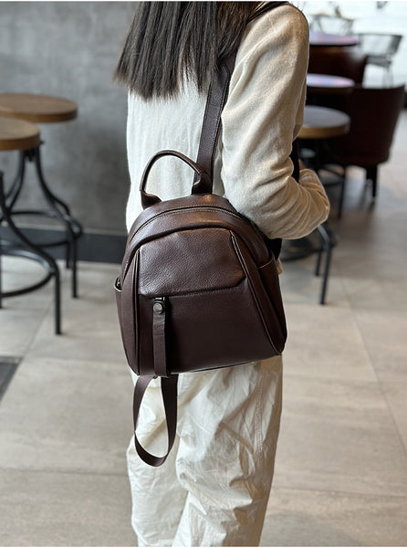 Cute Women's Black Leather Backpack Purse Mini Leather Rucksack Bag Classic