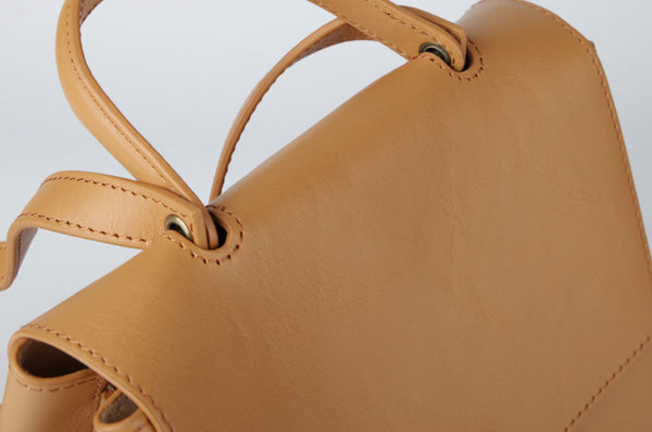 Cute Women's Brown Leather Backpack Purse Ladies Brown Leather Rucksack Casual