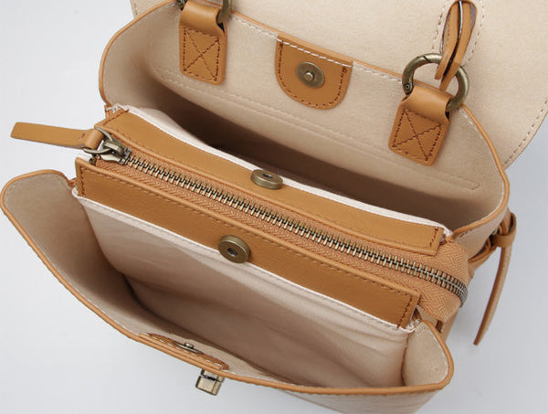 Cute Women's Brown Leather Backpack Purse Ladies Brown Leather Rucksack Chic