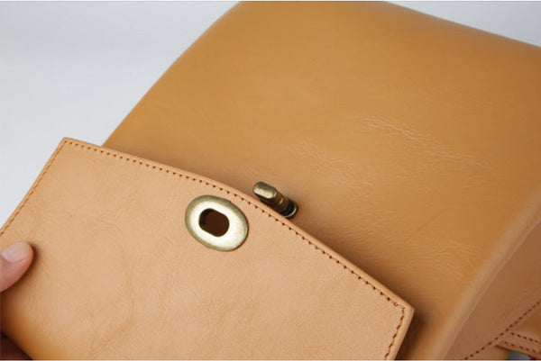 Cute Women's Brown Leather Backpack Purse Ladies Brown Leather Rucksack Classic