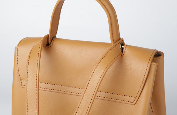 Cute Women's Brown Leather Backpack Purse Ladies Brown Leather Rucksack Cowhide