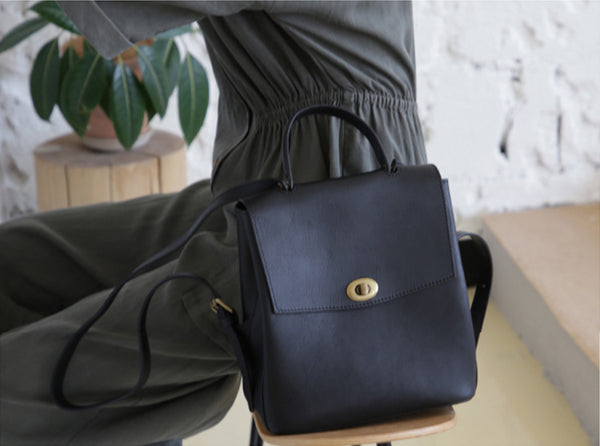 Cute Women's Brown Leather Backpack Purse Ladies Brown Leather Rucksack Designer