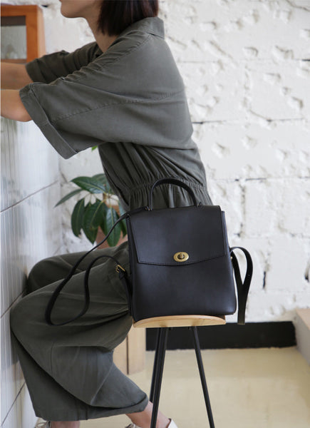 Cute Women's Brown Leather Backpack Purse Ladies Brown Leather Rucksack Fashion