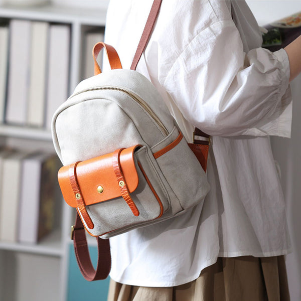 Cute Women's Canvas Backpack Purse Canvas Rucksack Affordable