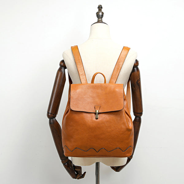 Cute Women's Small Leather Backpack Purse Ladies Brown Leather Rucksack Bag Accessories