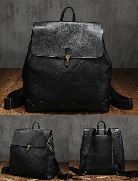 Cute Women's Small Leather Backpack Purse Ladies Brown Leather Rucksack Bag Affordable