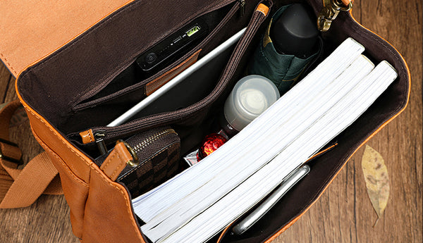 Cute Women's Small Leather Backpack Purse Ladies Brown Leather Rucksack Bag Durable