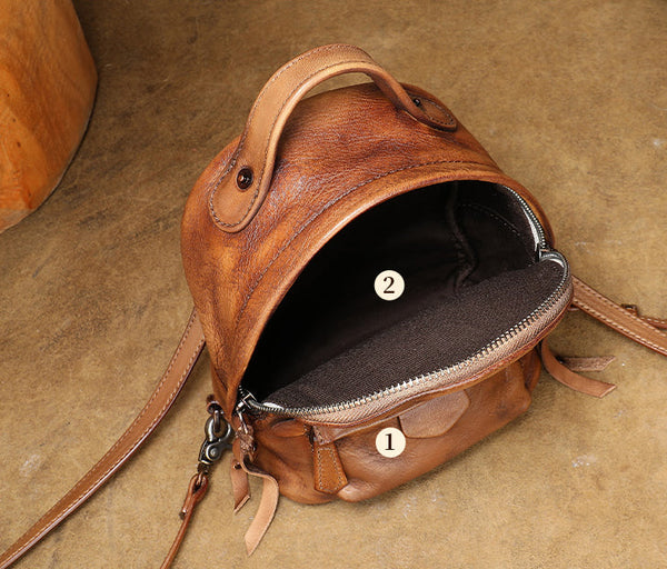 Cute Womens Genuine Leather Bckpack Purse Leather Rucksack Funky