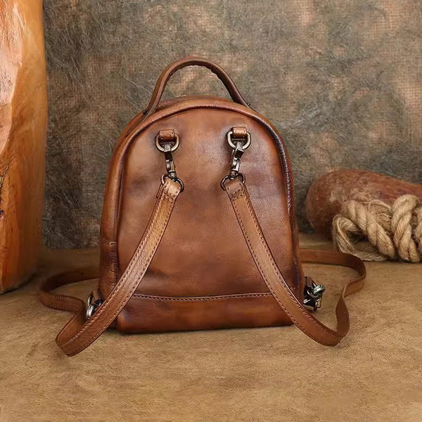 Cute Womens Genuine Leather Bckpack Purse Leather Rucksack Genuine-Leather
