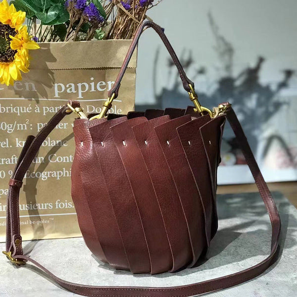 Cute Womens Genuine Leather Bucket Bags Shoulder Handbags Badass