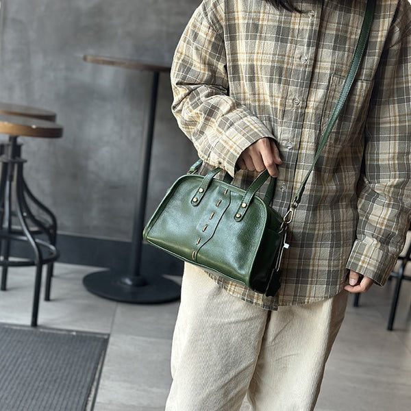 Green Leather Crossbody Purse Small Over The Shoulder Purse