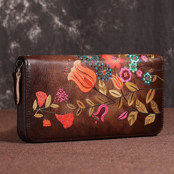 Cute Womens Leather Clutch Wallet Genuine Leather Purse For Ladies Badass