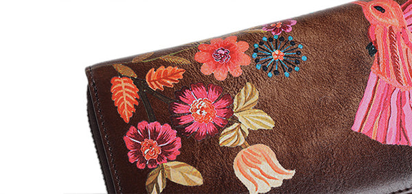 Cute Womens Leather Clutch Wallet Genuine Leather Purse For Ladies Durable