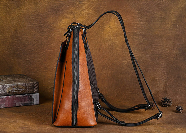 Embossed Pattern Women's Small Leather Backpack Purse Leather Rucksack Best