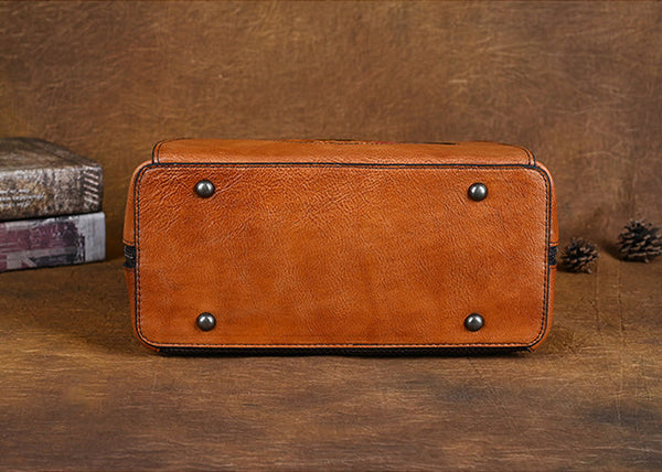 Embossed Pattern Women's Small Leather Backpack Purse Leather Rucksack Cowhide