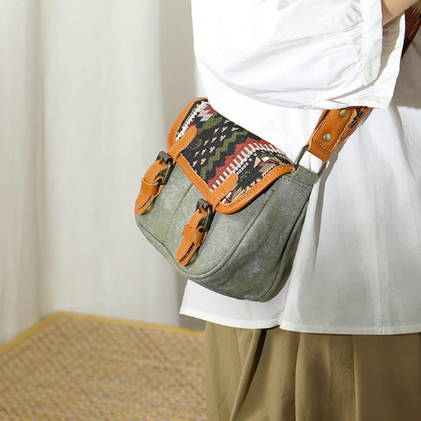 Ethnic Style Ladies Small Canvas Crossbody Bag Women's Satchel Bag Affordable