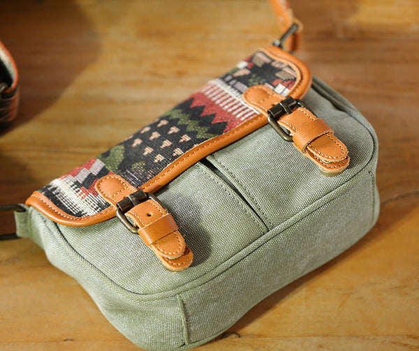 Ethnic Style Ladies Small Canvas Crossbody Bag Women's Satchel Bag Boutique