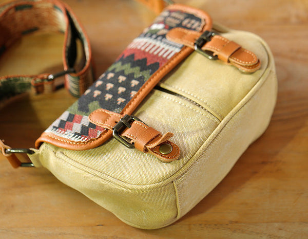 Ethnic Style Ladies Small Canvas Crossbody Bag Women's Satchel Bag Handmade