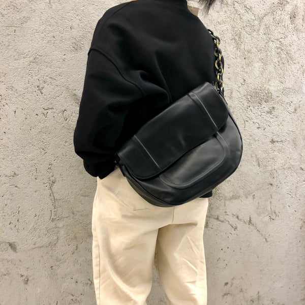 Fashionable Womens Black Leather Sling Bag Genuine Leather Crossbody Bags Affordable