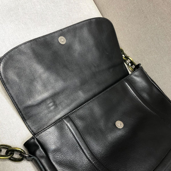 Fashionable Womens Black Leather Sling Bag Genuine Leather Crossbody Bags Cowhide