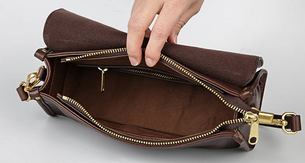 Genuine Leather Baguette Shoulder Bag for Women Vintage Underarm Purse with Detachable Straps Capacity