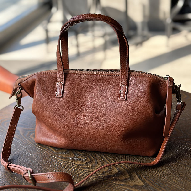 Genuine Leather Crossbody Bags For Women Zip Top Real Leather Handbags Classy