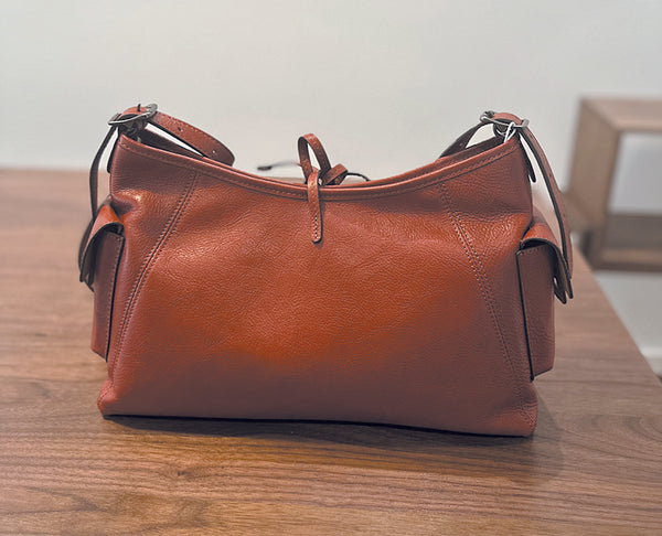 Genuine Leather Shoulder Bag for Women Minimalist Large Capacity Crossbody Tote for Work and Everyday Use Back