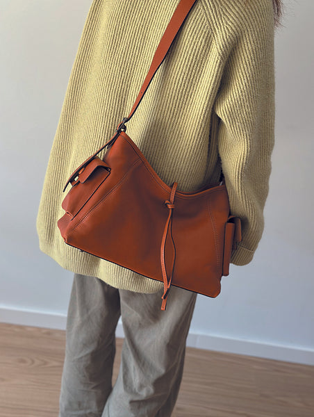 Genuine Leather Shoulder Bag for Women Minimalist Large Capacity Crossbody Tote for Work and Everyday Use Badass
