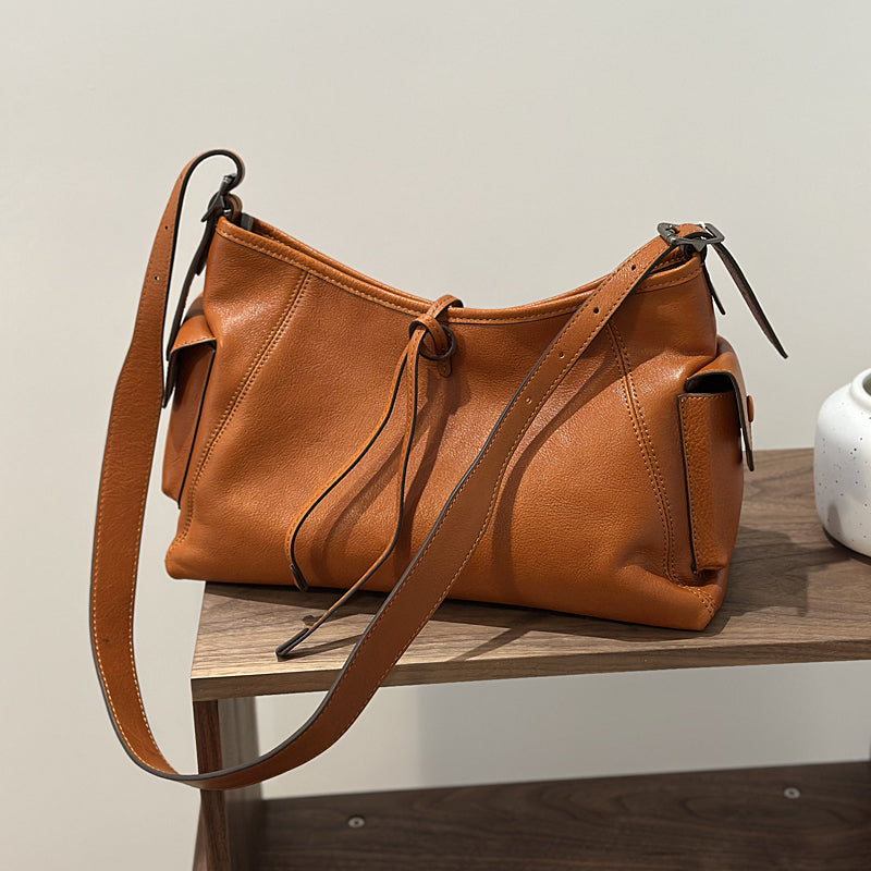 Genuine Leather Shoulder Bag for Women Minimalist Large Capacity Crossbody Tote for Work and Everyday Use Classy