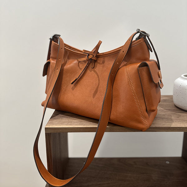 Genuine Leather Shoulder Bag for Women Minimalist Large Capacity Crossbody Tote for Work and Everyday Use Cute
