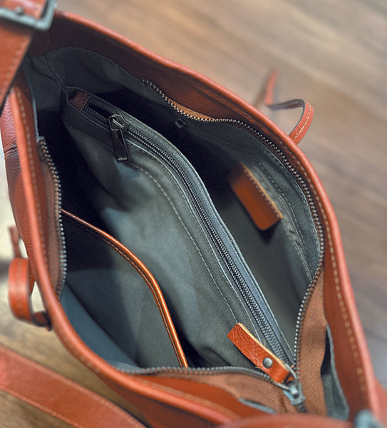 Genuine Leather Shoulder Bag for Women Minimalist Large Capacity Crossbody Tote for Work and Everyday Use Inside