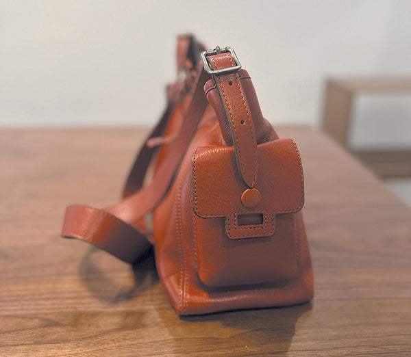 Genuine Leather Shoulder Bag for Women Minimalist Large Capacity Crossbody Tote for Work and Everyday Use Side