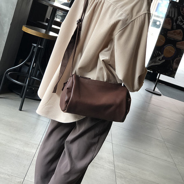 Genuine Leather Shoulder Bags For Women Soft Leather Crossbody Bag Brown
