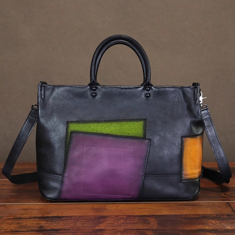 Handcrafted-Genuine-Leather-Tote-Bag-for-Women-Vintage-Patchwork-Handbag-with-Shoulder-Strap-Accessories