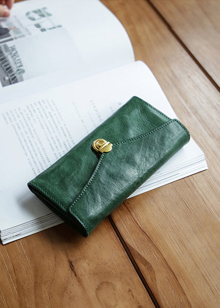 Handmade Womens Small Envelope Wallet Ladies Clutch Wallets Cowhide