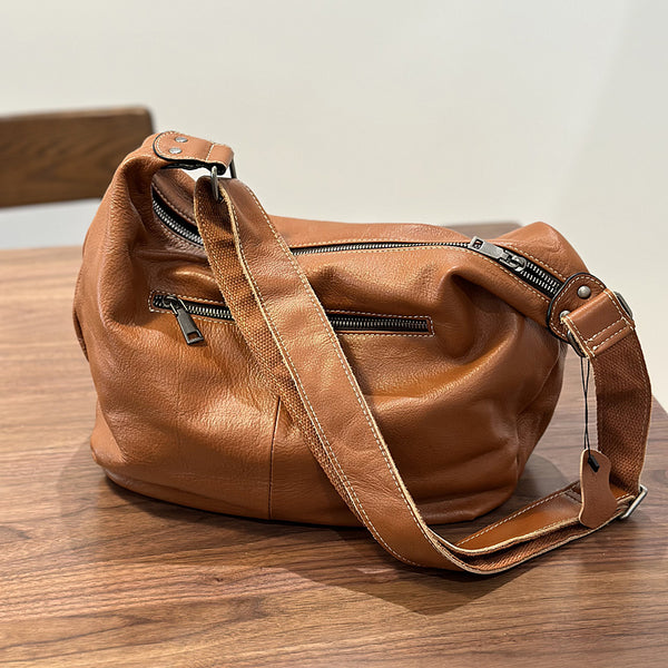 Hobo Ladies Leather Cross Body Bags Medium Brown Leather Shoulder Bag Badass