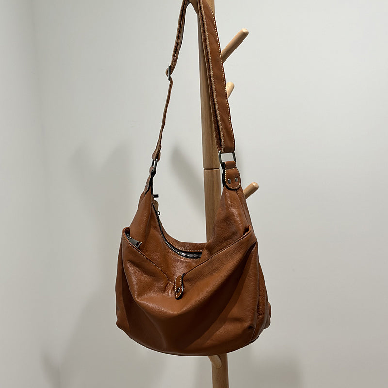 Hobo Ladies Leather Cross Body Bags Medium Brown Leather Shoulder Bag Beautiful