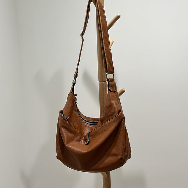 Hobo Ladies Leather Cross Body Bags Medium Brown Leather Shoulder Bag Beautiful